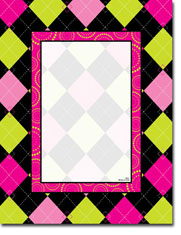 Paper So Pretty - Blank Designer Papers (Pink and Green Harlequin) (DP911)